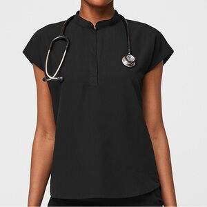 FIGS Rafaela Scrub Top Women’s L Pockets Black Workwear Healthcare